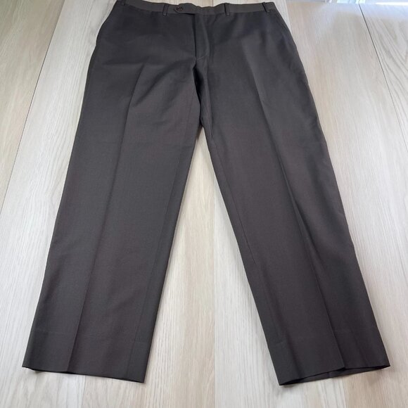 Canali Mens Blue & Brown Flat Front Straight Leg Dress Pants Size 37 Lot Of 2 - Picture 1 of 16